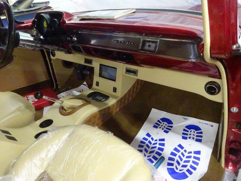 Custom vintage car interior detail.