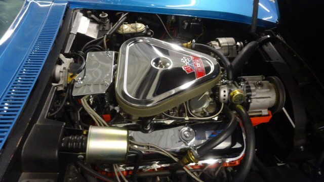 Blue Corvette's powerful engine bay.