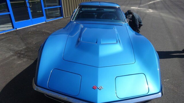 Blue Corvette Stingray classic car.