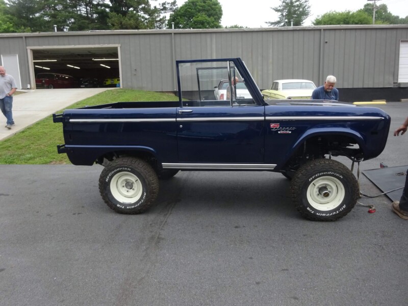Restored blue Ford Bronco 302.