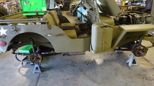 Military Jeep undergoing restoration.