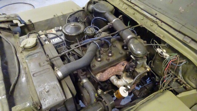 Military Jeep engine bay detail.