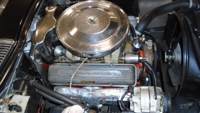 Classic car engine bay detail.
