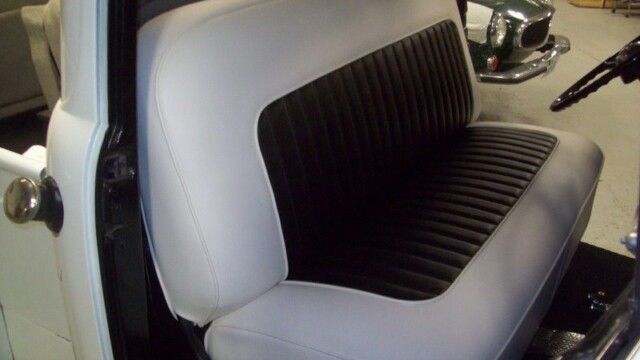 White and black classic truck seat.