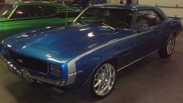 Blue 1969 Camaro SS 396 muscle car.