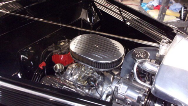 Custom classic car engine detail.