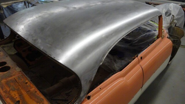 Classic car roof panel restoration.