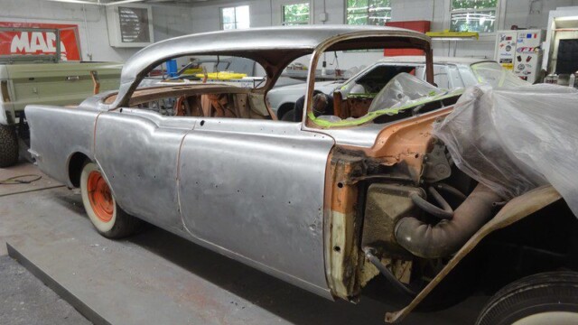 Classic car body in restoration.