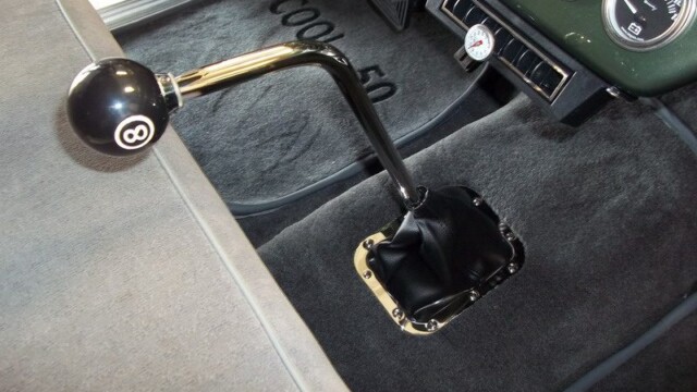 Eight ball shifter in classic car.