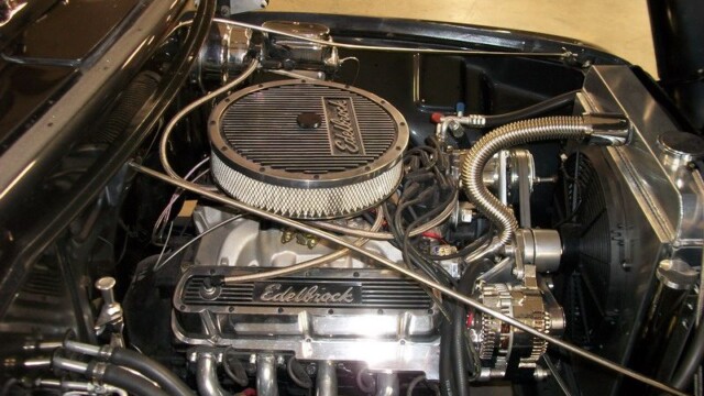 Custom Edelbrock engine in classic car.