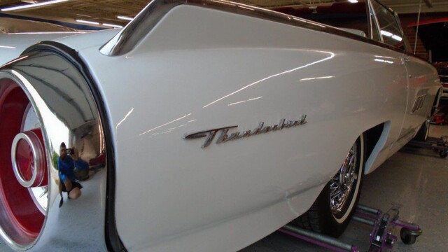 White 1958 Ford Thunderbird rear end.