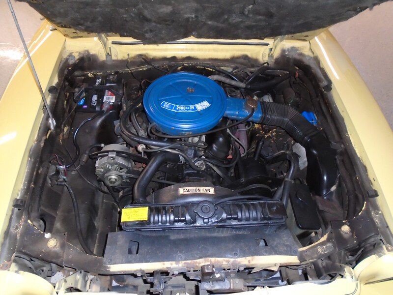 Classic car engine bay detail.