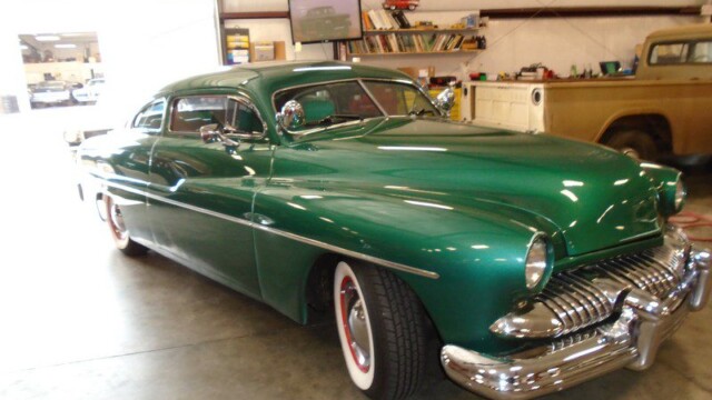Green 1949 Mercury coupe classic car.