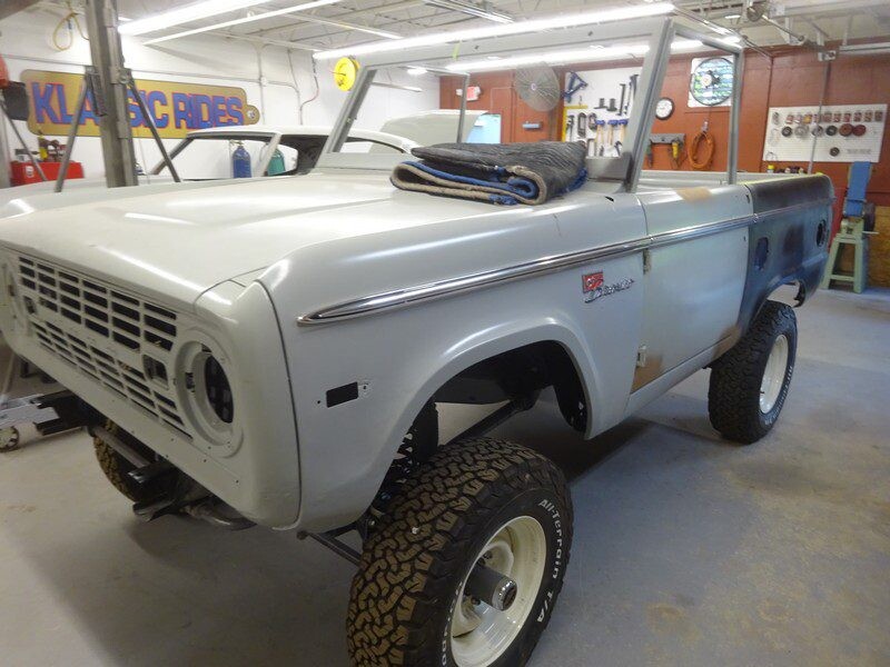 Ford Bronco undergoing restoration.
