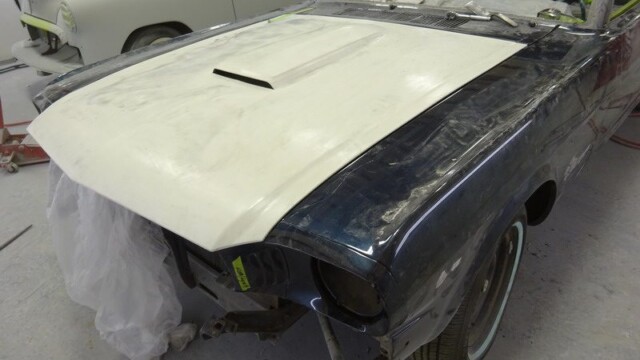 Classic Mustang undergoing restoration.