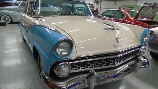 Vintage Ford Fairlane, two-tone classic car.