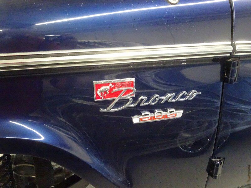 Blue Ford Bronco Sport 302 emblem.