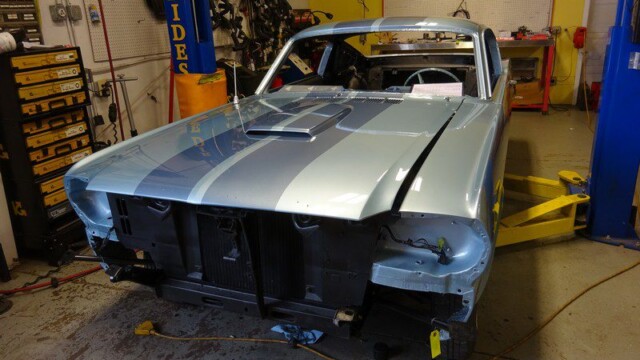 Classic car restoration in progress.