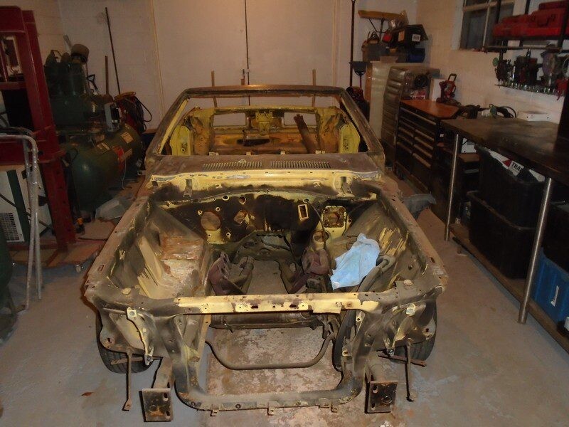 Classic car restoration project in progress.