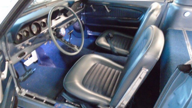 Classic blue Mustang car interior.