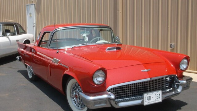 Red Ford Thunderbird classic car.