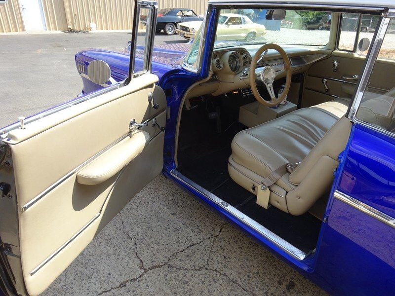 Blue 1957 Chevy Bel Air interior.