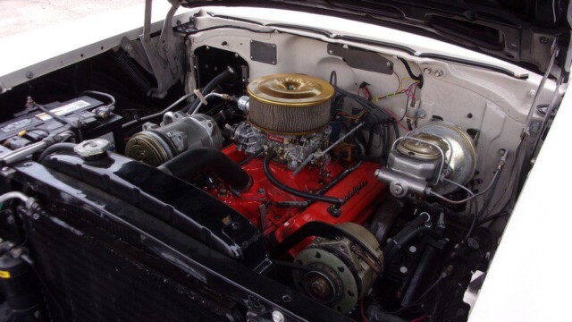Classic car engine bay detail.