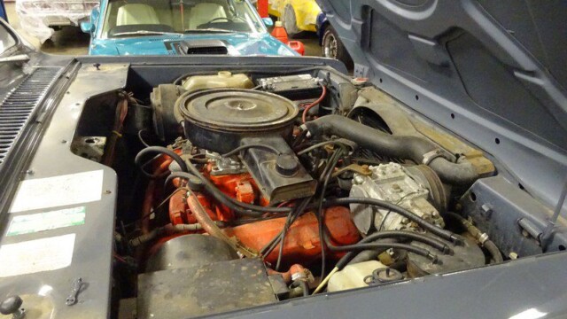 Open hood showing vehicle's engine.