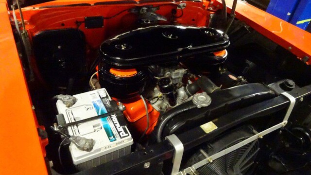 Classic car engine bay detail.