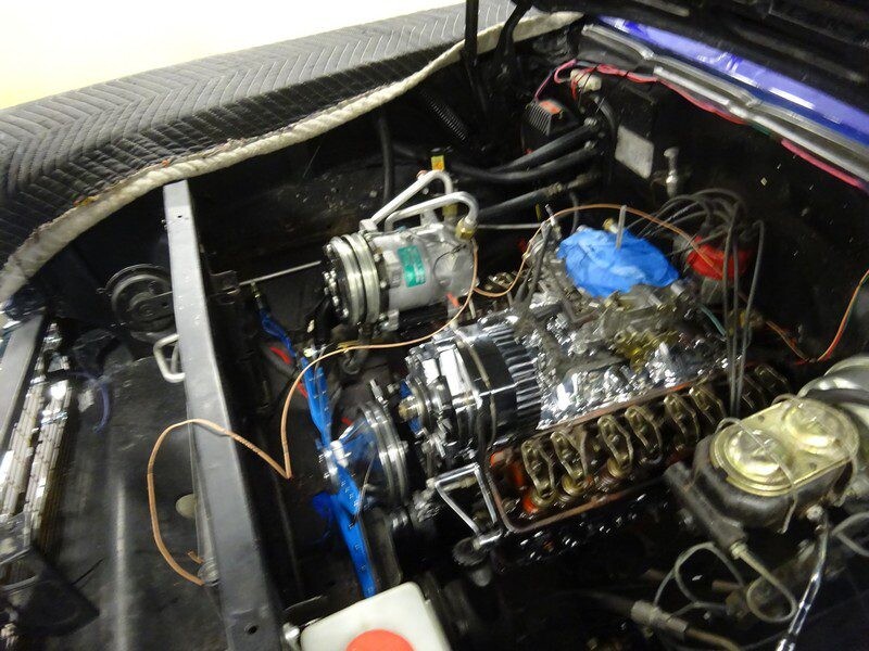 Classic car engine bay detail.