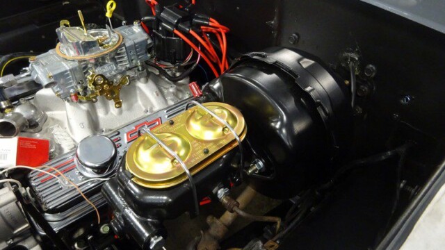 Classic car engine bay detail.