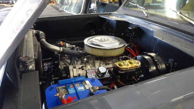 Classic car engine bay detail.