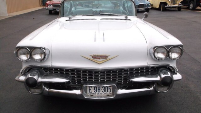 White Cadillac Eldorado, vintage car.