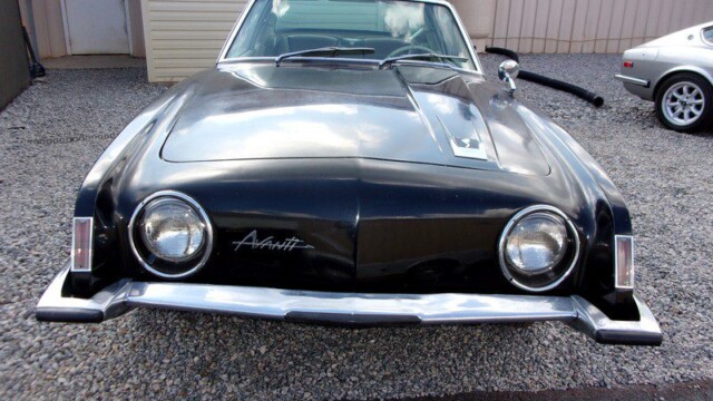 Black 1964 Studebaker Avanti front view.