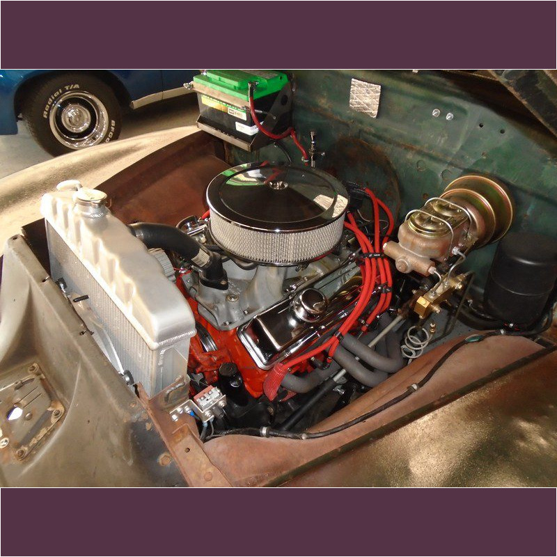 Classic car engine bay detail.