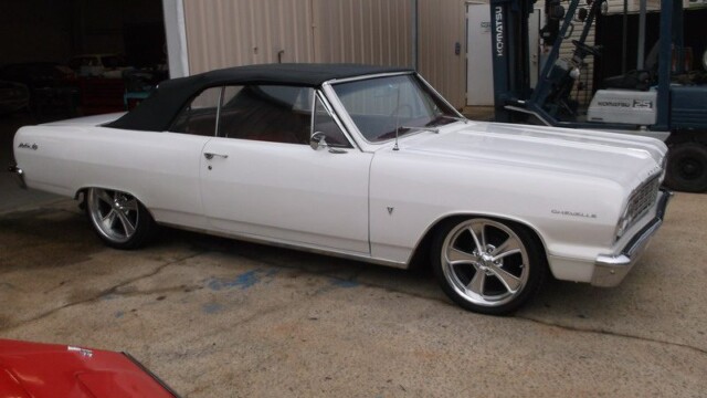 White classic Chevy convertible.