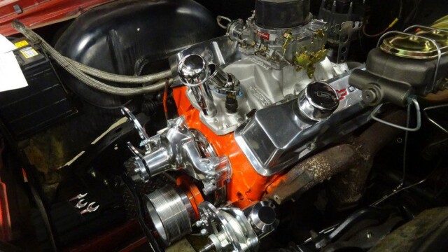 Custom Chevrolet small-block engine bay.
