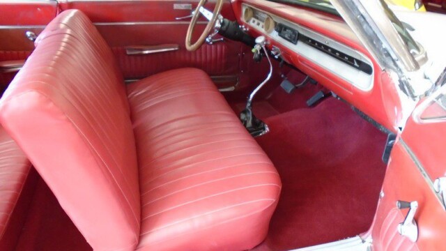 Red interior of a classic Falcon.
