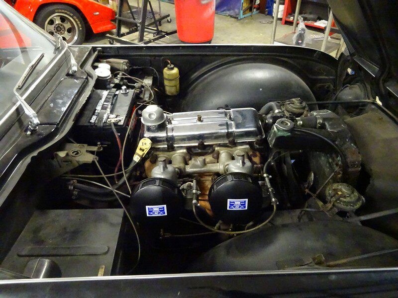 Triumph TR4 engine bay detail.