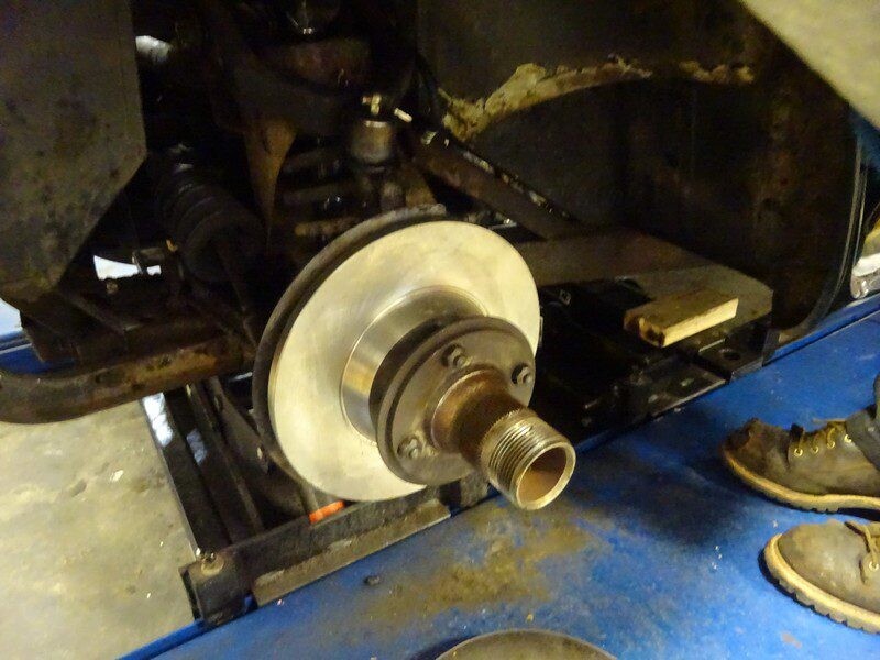 Car brake rotor and hub assembly.