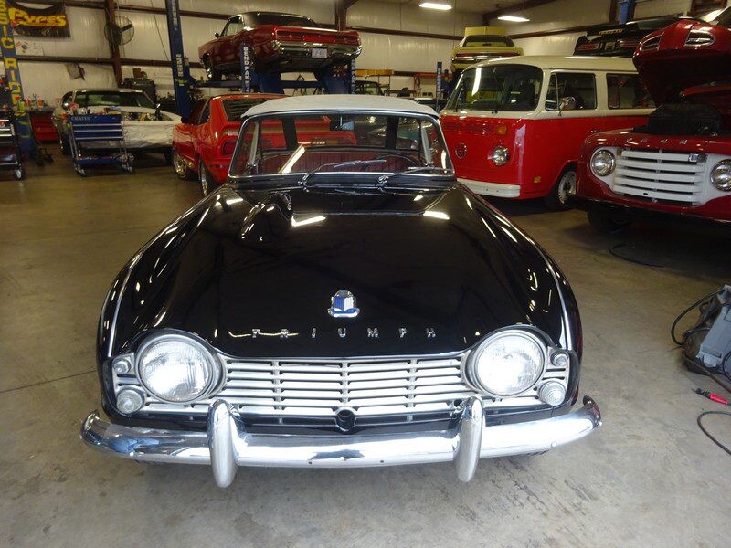Black Triumph TR3 vintage car.