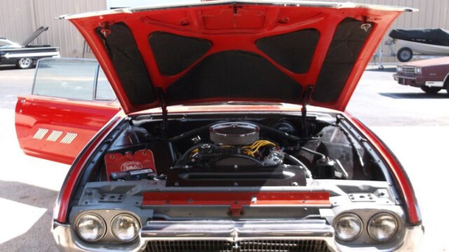 Red Ford Thunderbird engine detail.