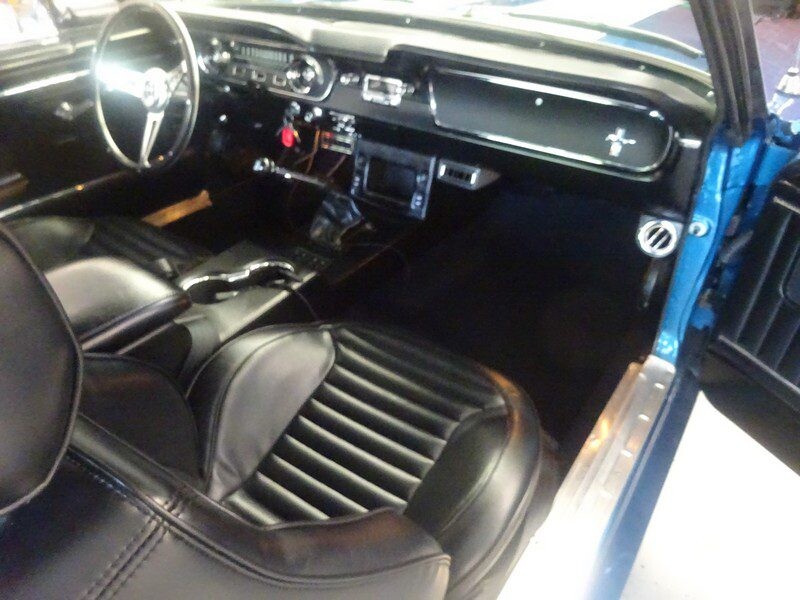 Classic Mustang's black leather interior.