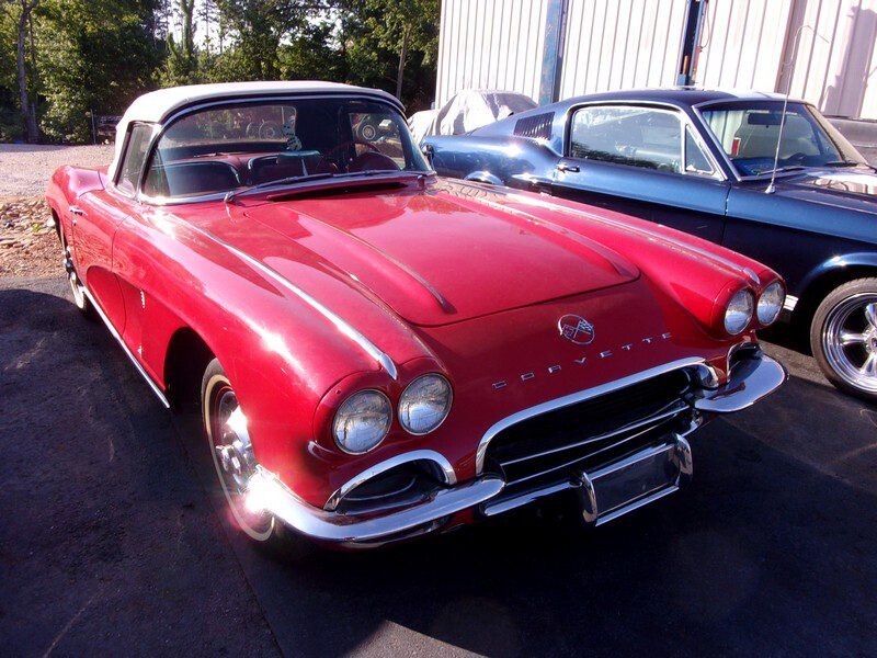 Red vintage Corvette convertible.