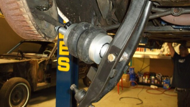 Airbag suspension installed on car.