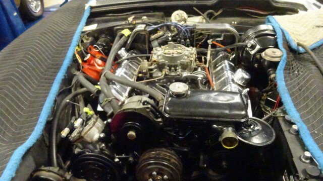 Close-up of classic V8 engine bay