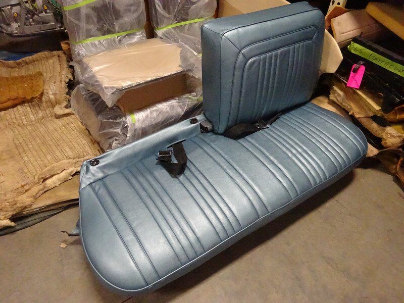 Light blue vintage car seat upholstery.