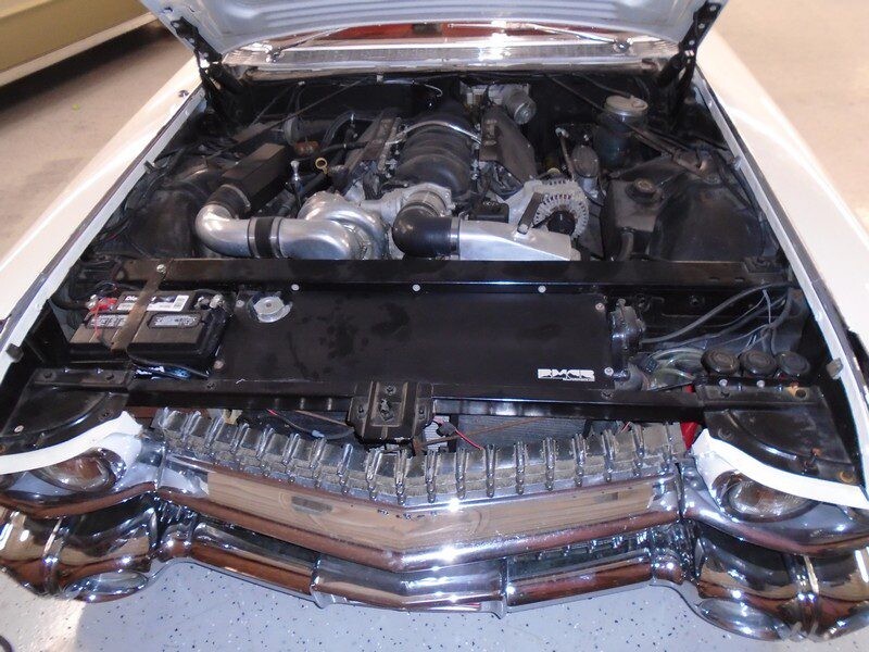 Custom Cadillac engine bay detail.