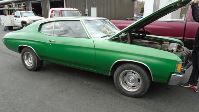 Green Chevrolet Chevelle muscle car.