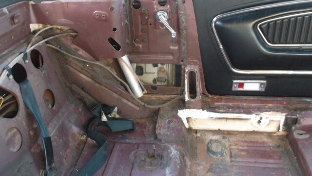 Mustang interior restoration in progress.